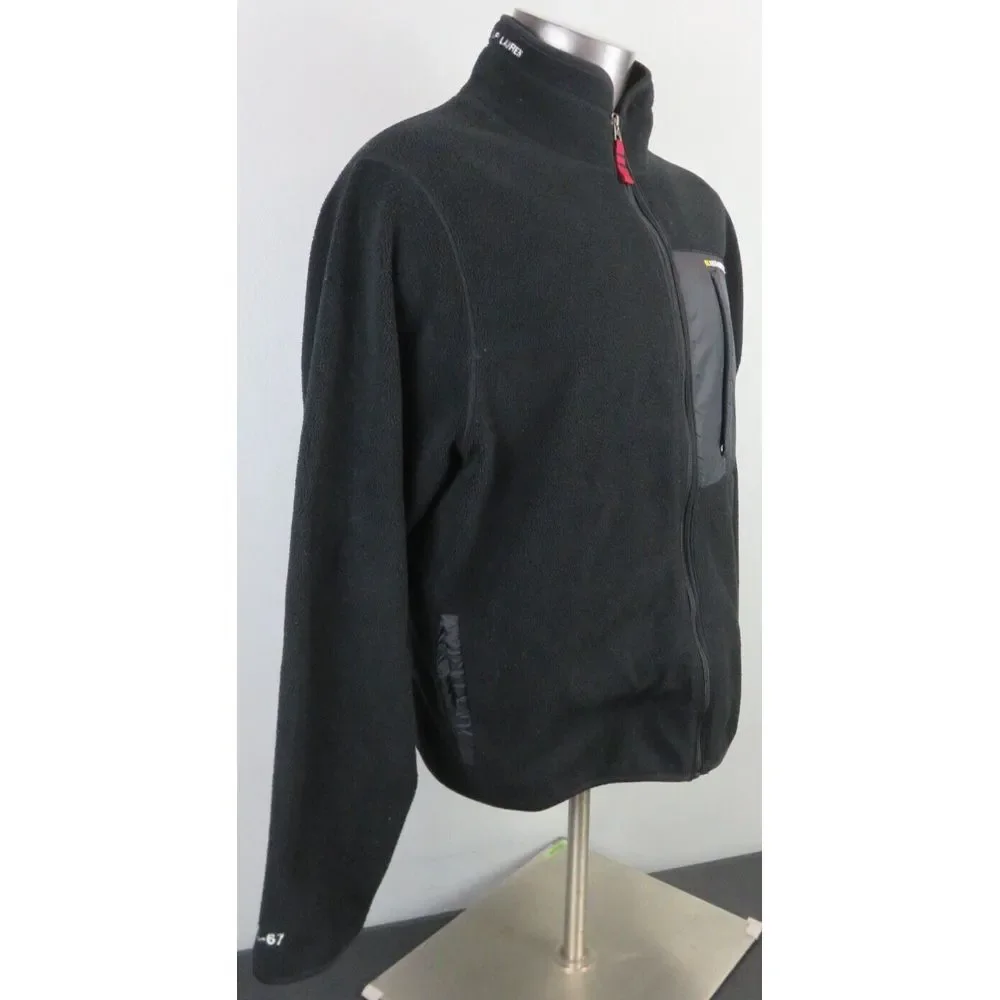 Vintage Polo Jeans Co Ralph Lauren Black Full Zip Jacket Fleece Size XL Y2K Norm